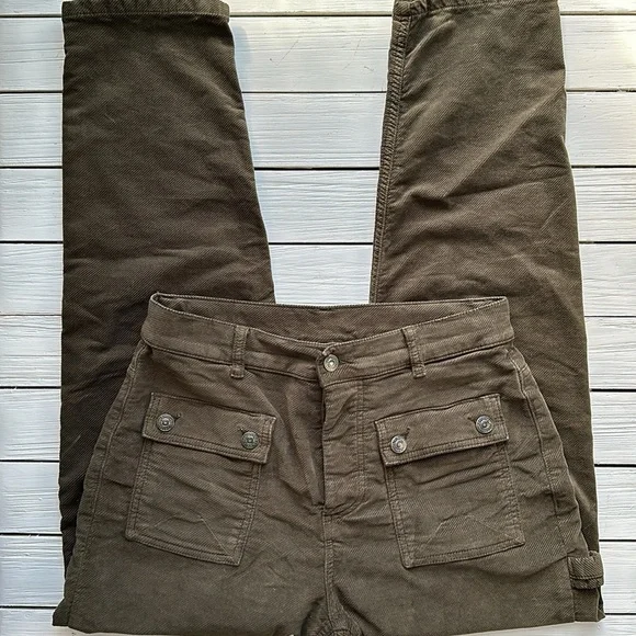 Free People Kyo Carpenter Corduroy Pants Olive size 2 - Picture 5 of 7